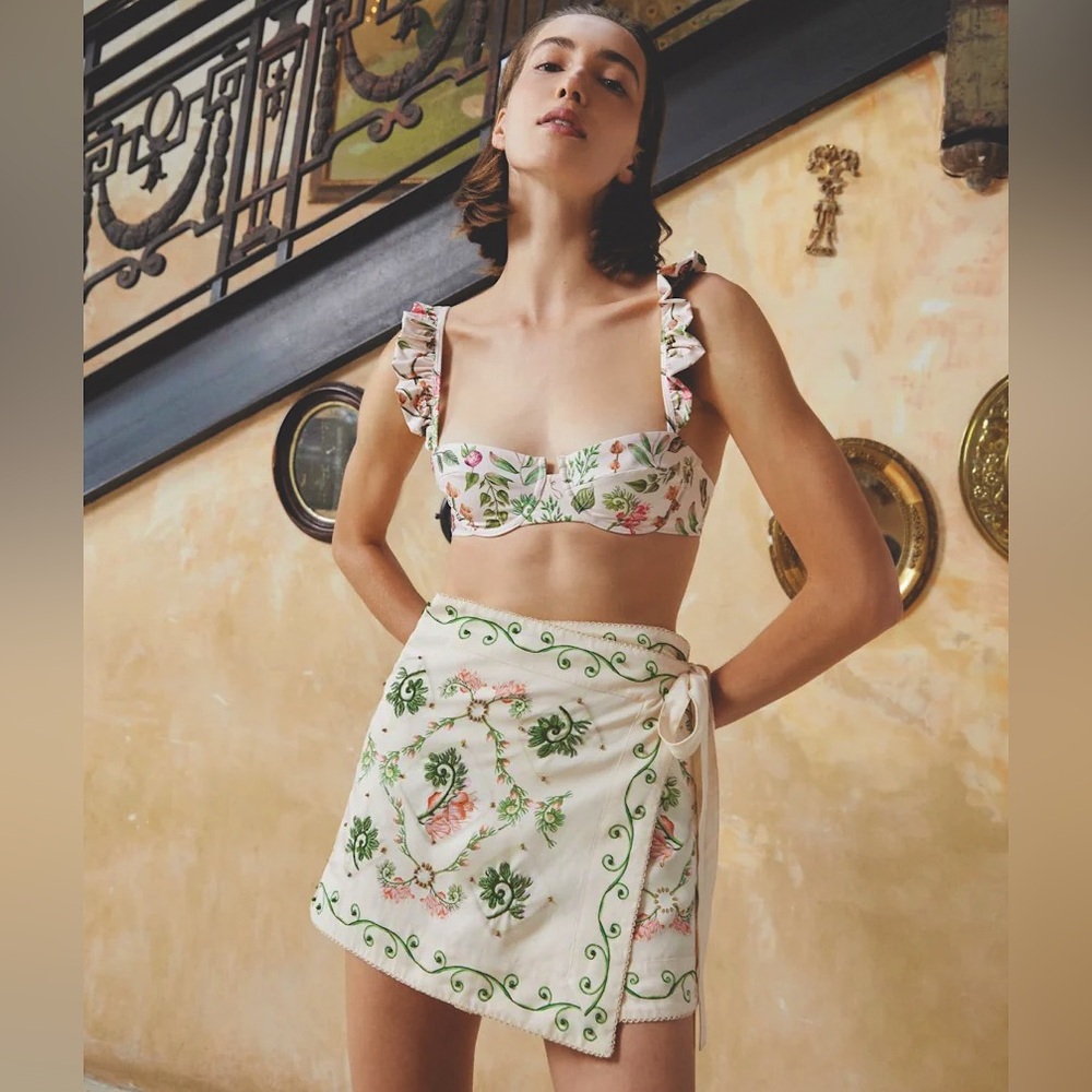 Agua by Agua Bendita Alma Kiwi Cultivo Floral Bikini Top